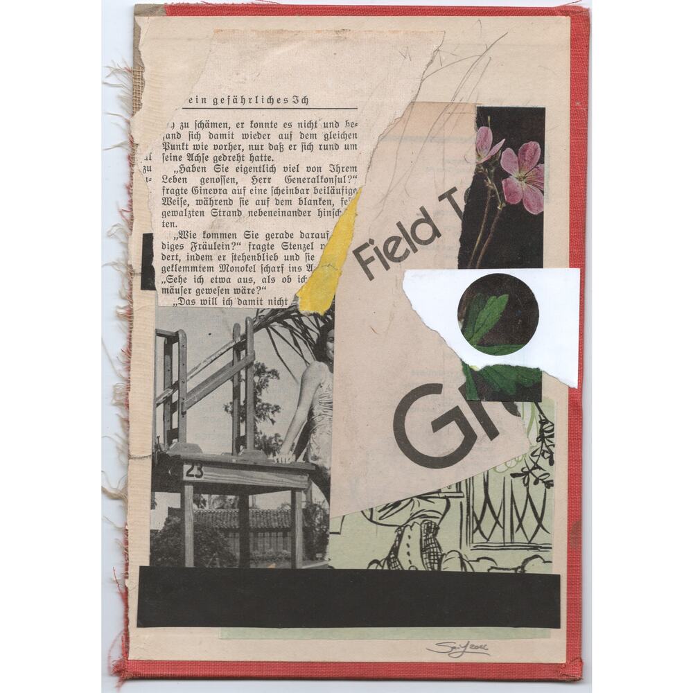 Original Mixed Media Modern Art Collage "Impecunious" 5.5x8" Signed